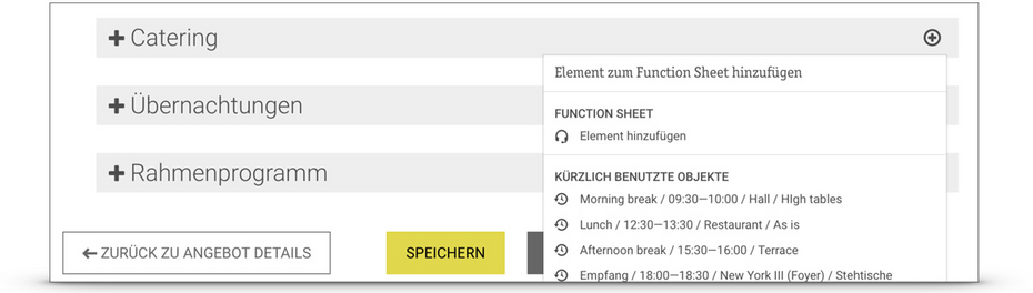 Individuelle Elemente dem Function Sheet hinzufügen