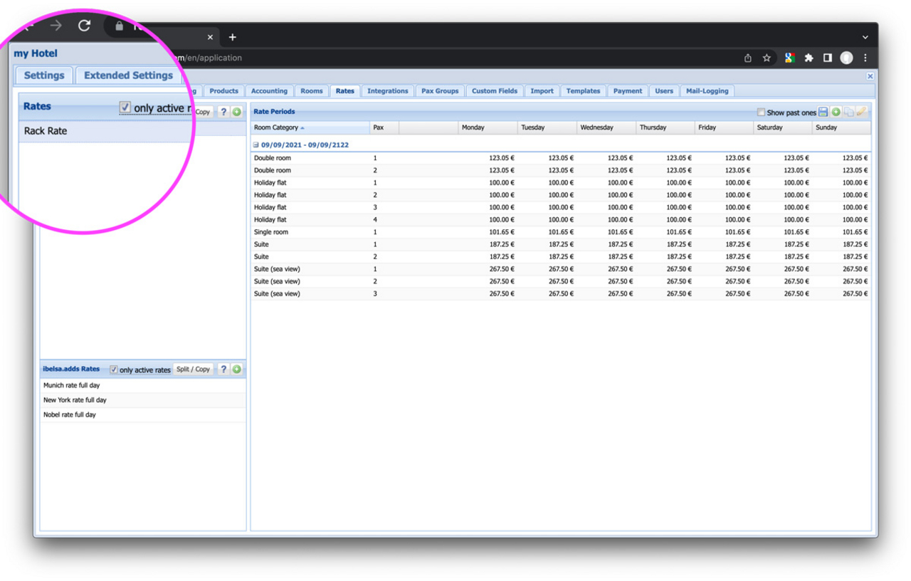 Identify relevant ibelsa rates for accommodations