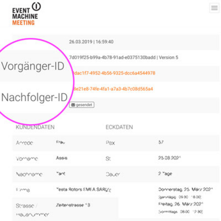 Use the IDs of the previous and subsequent versions to toggle between the different quote versions