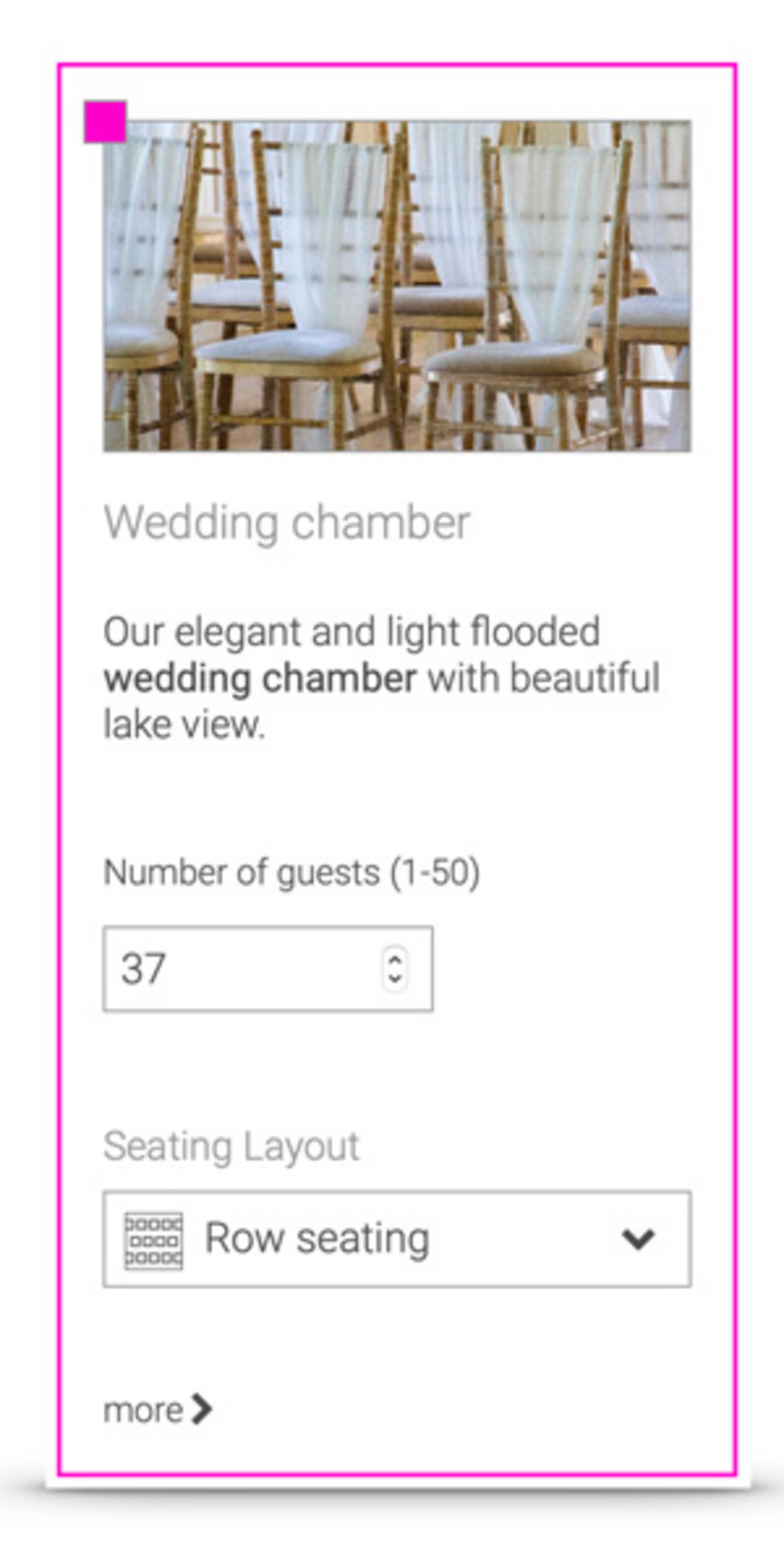 Select seating and number of pax inline within the option