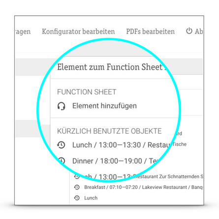 Kürzlich benutzte Elemente für schnellere Function Sheet Erstellung