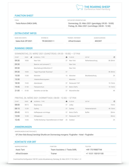 Ablaufpläne & Function Sheets schnell und einfach erstellen - und im Team und mit Kunden teilen - eventmachine